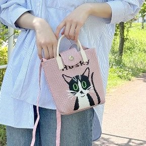 여성 키치 프린팅 니트백 크로스백 탑핸들 토트가방