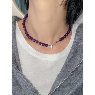 메리모티브 Purple gemstone surgical necklace