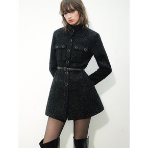 Lame Boucle Tweed Mini Dress(Black)_UTO-FB46