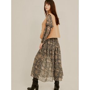 Bohemian Lace Trim Chiffon Dress_Blue