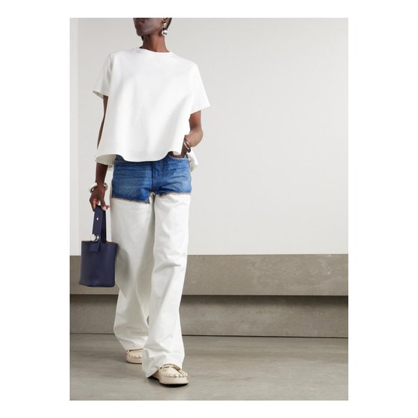 자수 코튼 혼방 저지 티셔츠 화이트 1647597358151711