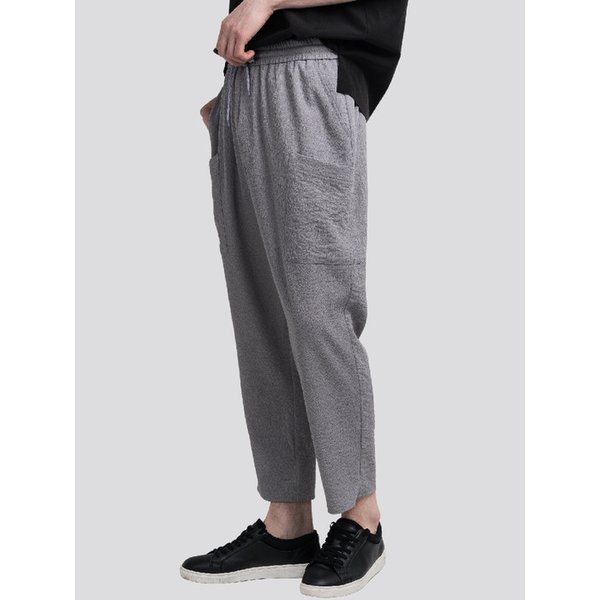 허리 전체 E-밴딩 6-포켓 스트링 9부 일자핏 남자 팬츠 CXS25MWPT601 GRY