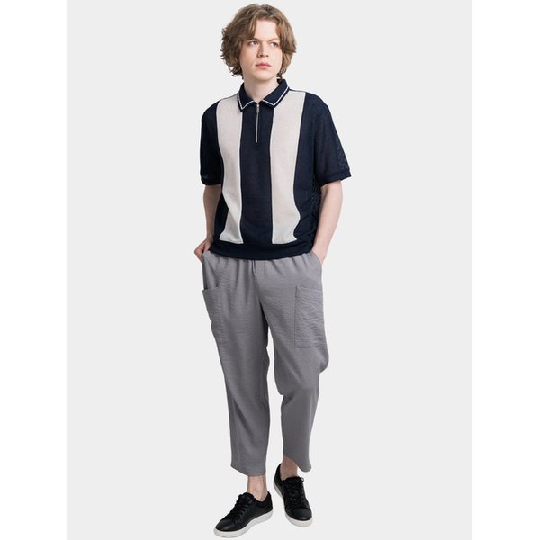 허리 전체 E-밴딩 6-포켓 스트링 9부 일자핏 남자 팬츠 CXS25MWPT601 GRY