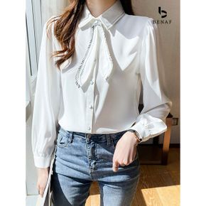 버츄 타이 긴팔 블라우스 BI3BL004_P371613379