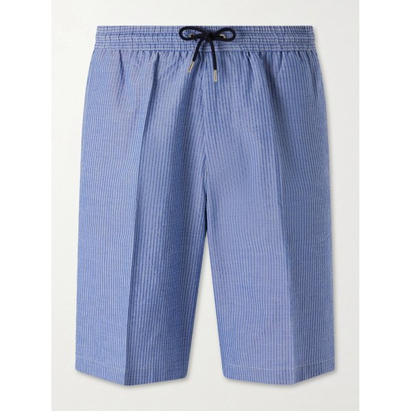 스트레이트 레그 스트라이프 코튼 시어서커 드로우스트링 쇼츠 46376663163069539