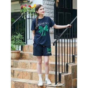 MET present ribbon printing t-shirt&pants set