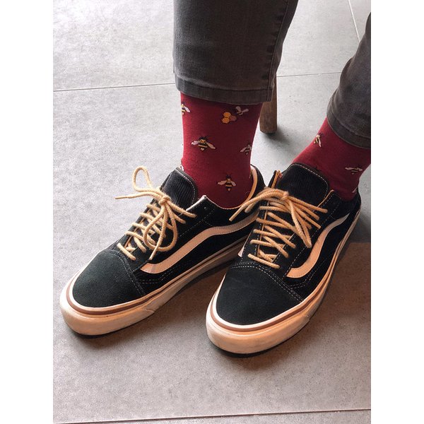 남녀공용 꿀벌 패턴 삭스-버건디