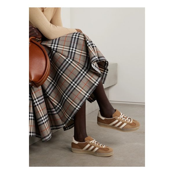 가젤 인도어 누벅 가죽 트리밍 자카드 스니커즈 46376663162855028