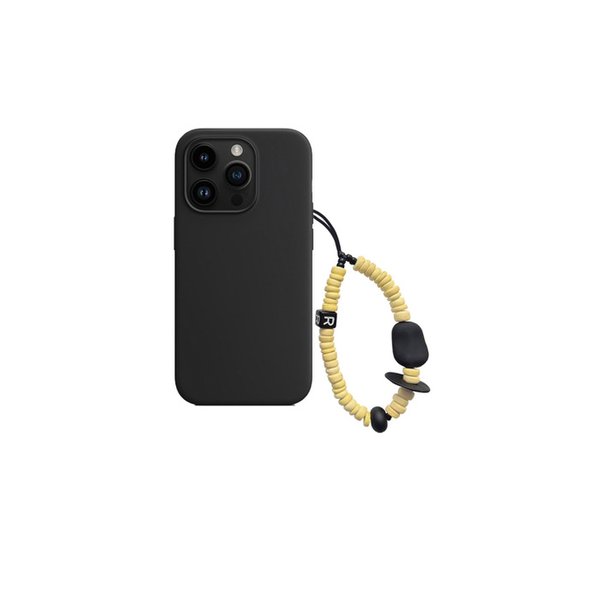 nature beads phone strap short yellow