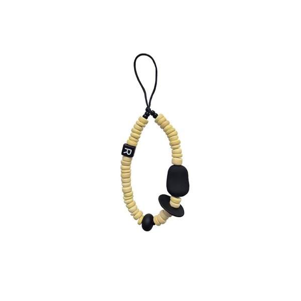 nature beads phone strap short yellow