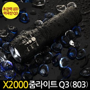 X2000 줌라이트 Q3(803cree) / 충전식 자전거전조등 후레쉬 줌헤드랜턴 해드랜턴 라이트 플래쉬