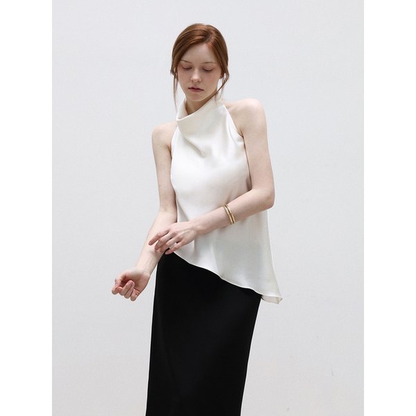 Glow satin halter top - IVORY
