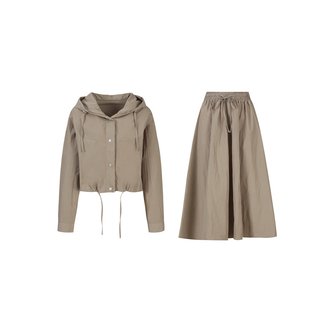 이사베이 나일론 후드 셔츠 + 플레어 스커트 SET (VJOAI1503)