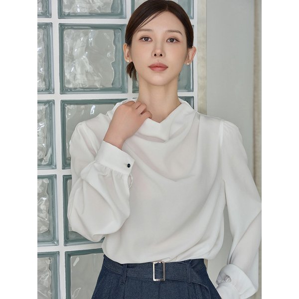 NECK DRAPE BLOUSE WHITE 넥 드레이프 블라우스 화이트