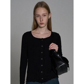 Square Neck Cardigan Ts_Black