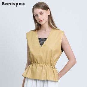 [보니스팍스(Bonispax)] 브이넥 스트링 레더 베스트 (택가격: 119000원)