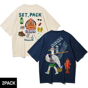 [2PACK] 앨빈클로 SET PACK CATCH FISH 오버핏 반팔티 2종 패키지