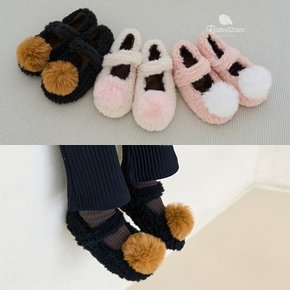 방울 퍼 겨울 아기 아동 여아 주니어 기모 속털 플랫 신발 털신