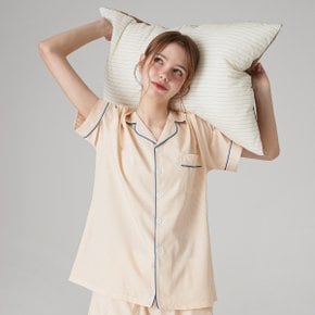 [해원 PICK] 실크핏 클린 반팔 카라 잠옷 세트 4Color