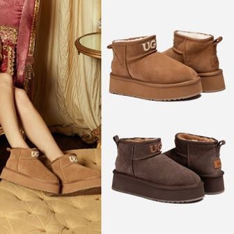 UGG 어그 호즈 오즈웨어 클래식 니트 로고 울트라 미니 플랫폼 부츠 4cm OB658PL 110895885