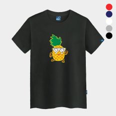 진마니아 파인애플 라운드반팔티 남녀공용 빅사이즈 S~4XL 박스티 면티 커플티 단체티 티셔츠