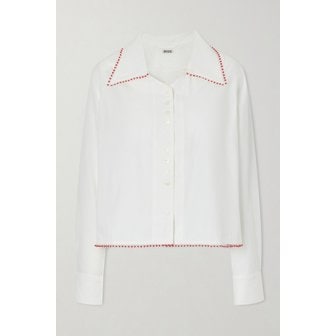 BODE 보디 레드버드 크롭 자수 코튼 포플린 셔츠 46376663162954518