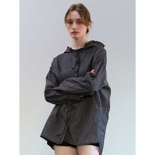 FRILL HOOD RAIN JUMPER CHARCOAL