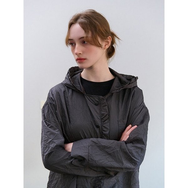 FRILL HOOD RAIN JUMPER CHARCOAL