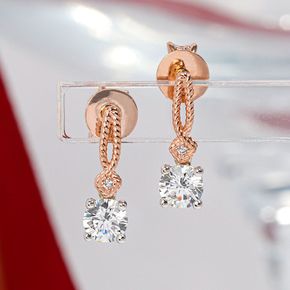 3부 다이아 귀걸이 천연 현대 G Si2 이터니티 루프 투톤 14K 18K 결혼