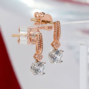 3부 다이아 귀걸이 천연 현대 G Si2 이터니티 루프 투톤 14K 18K 결혼