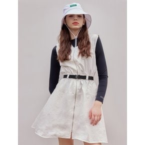 hole-in V-belt dress white