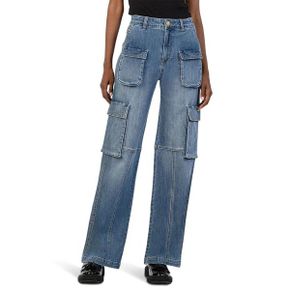 4282504 KUT from the Kloth Jean High-Rise Fab Ab Wide Leg -Patch Pockets W/ Flaps In Plann