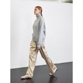 SATIN WIDE-FIT TUCK DETAIL PANTS [3COLORS]