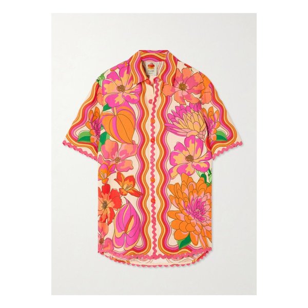 팜리오 스프링 어페어 플로럴 프린트 리넨 혼방 셔츠 오렌지 46376663162869578