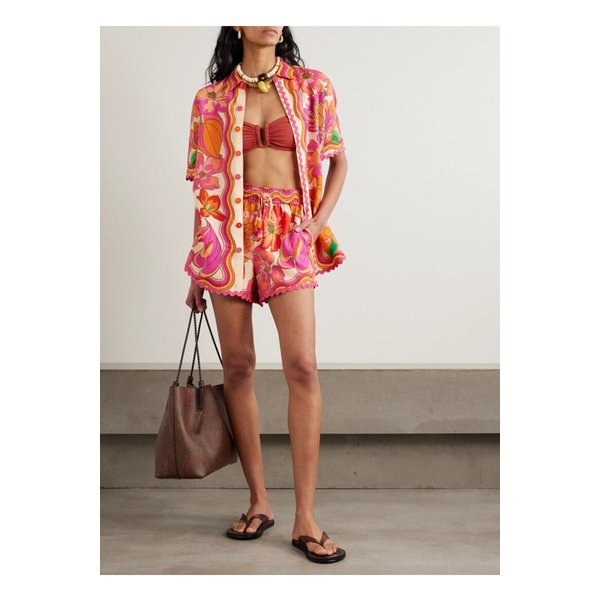 팜리오 스프링 어페어 플로럴 프린트 리넨 혼방 셔츠 오렌지 46376663162869578