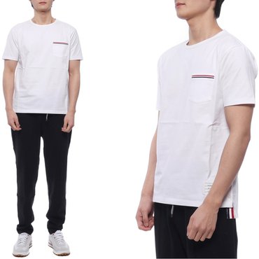 톰브라운 23FW 남성 RWB 포켓 반팔티셔츠 (MJS010A 01454 100 23F)