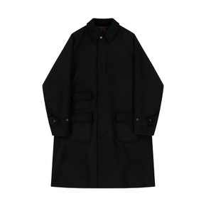 wool Raglan Balmacaan Coat (Black)
