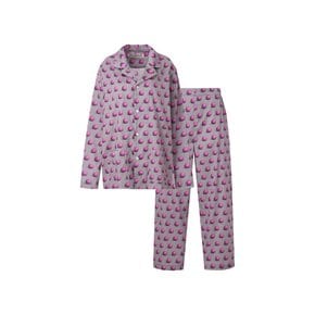 3D Ball Pajama Long Set -Pink Gray