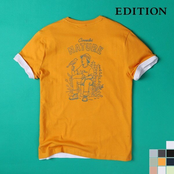 [에디션] 크라운 베이직 라운드 그래픽 반팔 티셔츠 (NEC2TR1906)