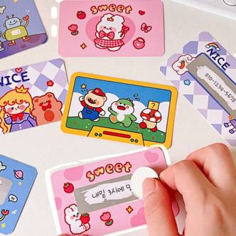  스크래치 복권 카드 만들기 20p 감사 이벤트 메세지 제작 어린이날 쿠폰 공카드 종이카드