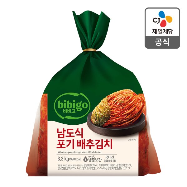 [본사배송] 비비고 남도식 포기배추김치 3.3kg