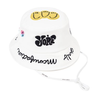 욜프 TWILL BUCKET HAT TRIPLE SMILE WHITE 욜프 트윌버킷 트리플스마일 화이트