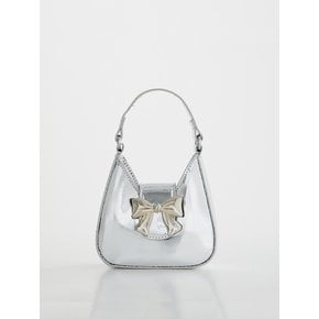 GLOSSY RIBBON MINI BAG _ SILVER