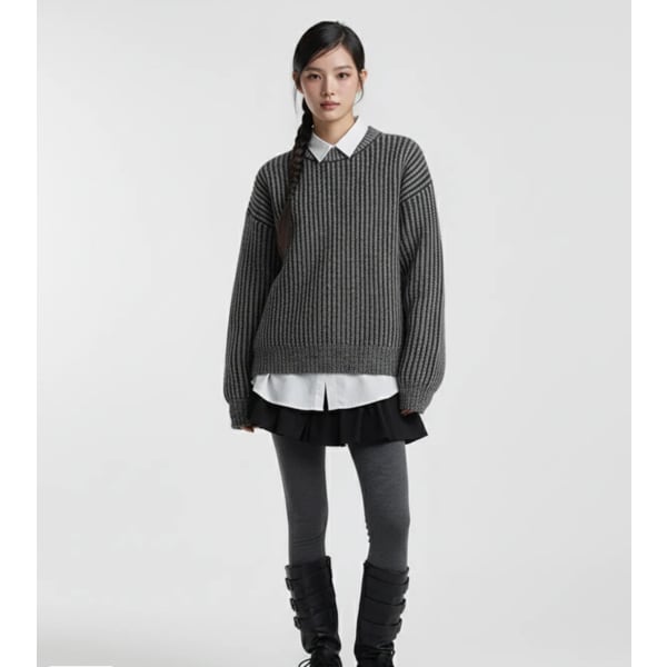 [시흥점] 골지짜임 세미오버핏 니트(남여공용)/JGZZ51A01BK