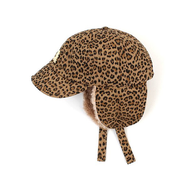 Leopard Beige Earflap Cap 귀달이모자