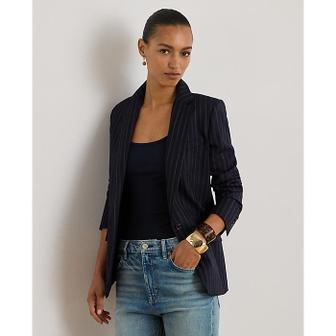 로렌 랄프 로렌 스트라이프 울 블렌드 트윌 블레이저(WMLROTWS6020267410)