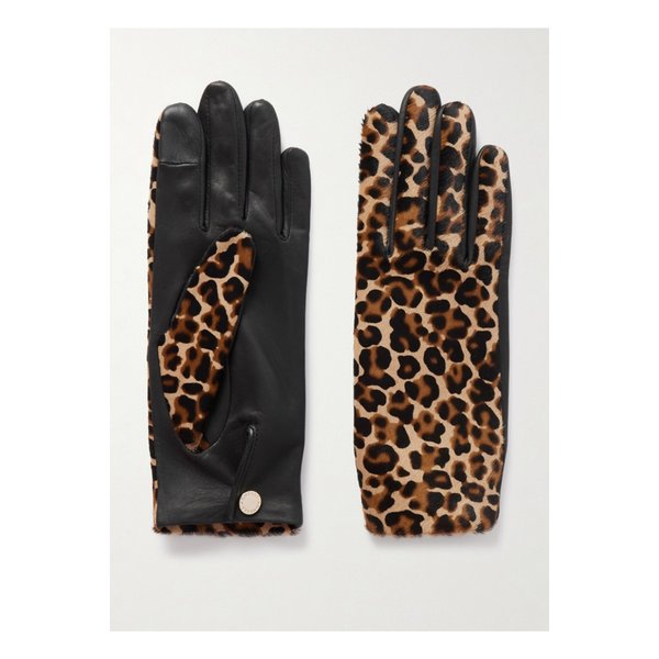 아니엘 수잔 가죽 레오파드 프린트 카프 헤어 장갑 1647597344747943