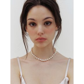 casual knot mixed pearl necklace (925 silver)