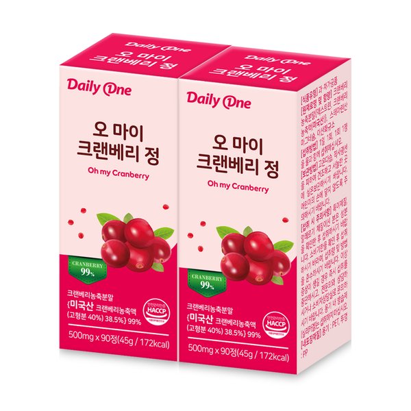오 마이 크랜베리 정 요로건강 여성 영양제 500mg X 90정 2통