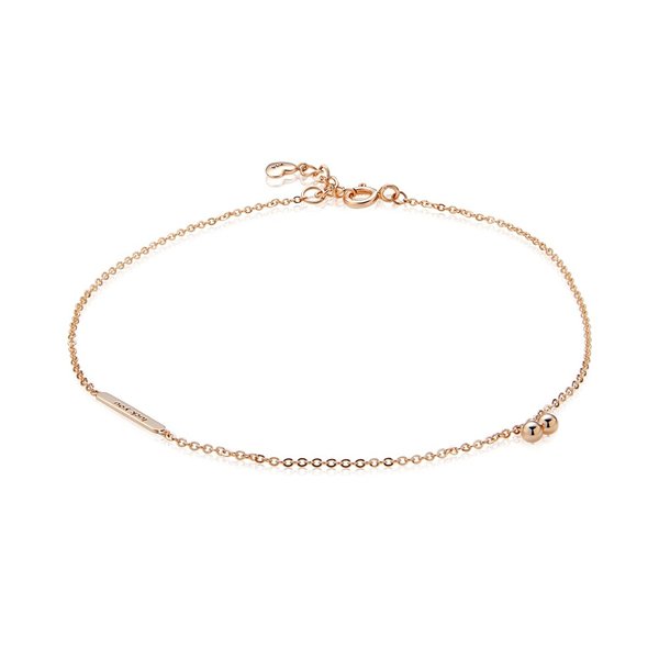 [비앤비골드] 18K 심플 투볼 레터링 스틱 체인 발찌 JNA27907